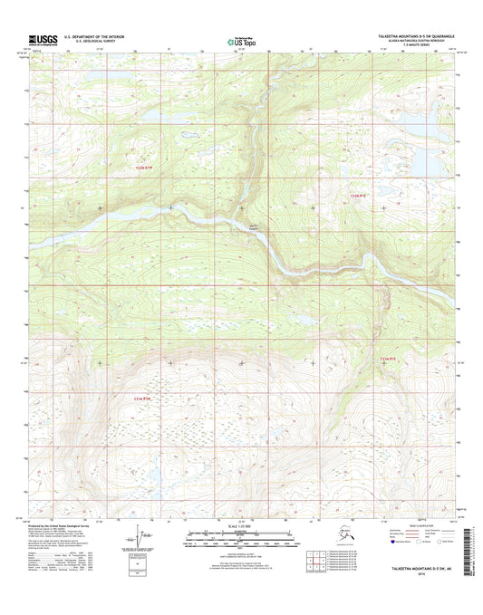 Talkeetna Mountains D-5 SW Alaska US Topo Map Image