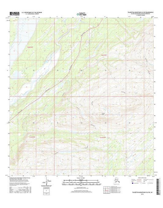 Talkeetna Mountains D-6 SW Alaska US Topo Map Image