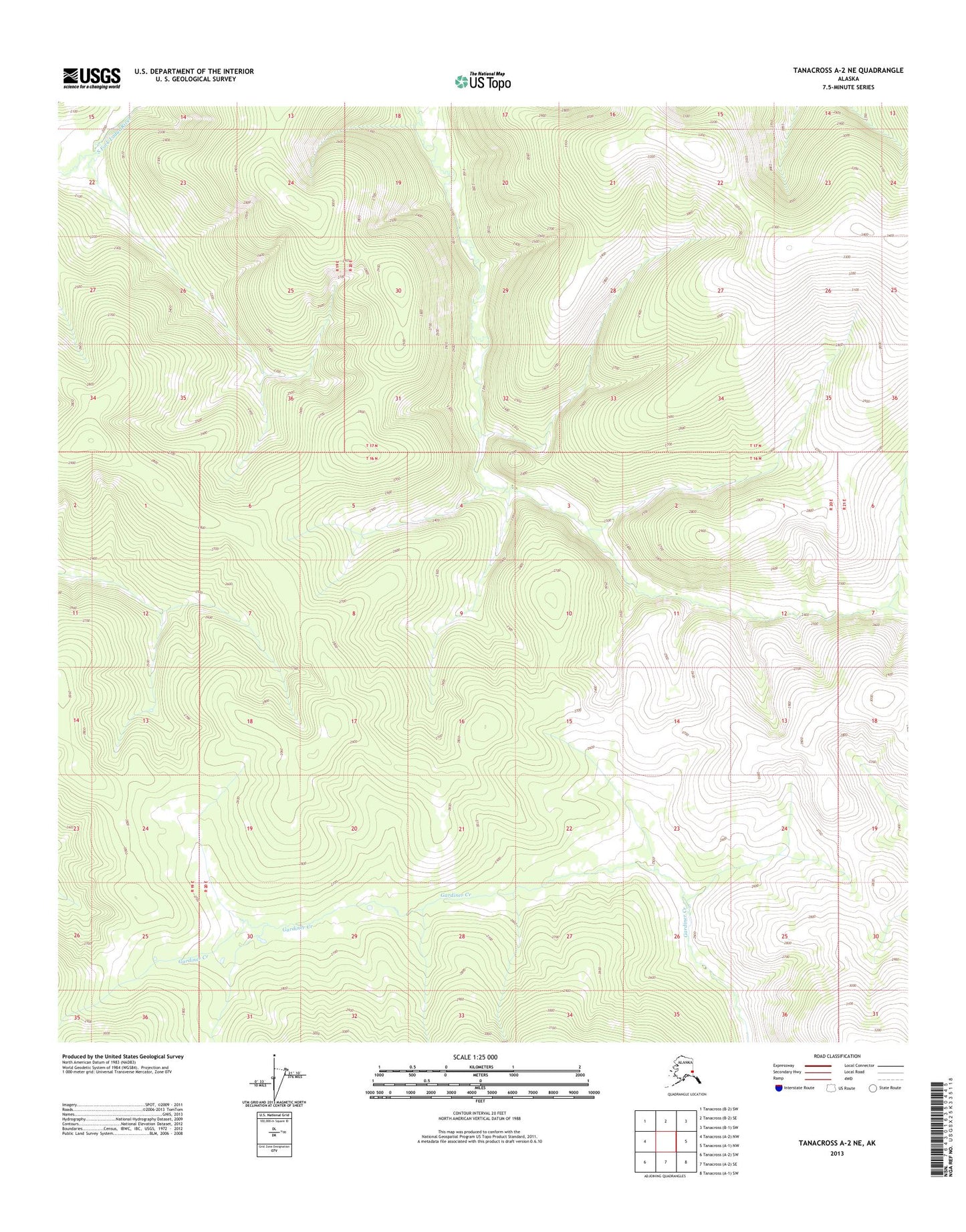 Tanacross A-2 NE Alaska US Topo Map Image