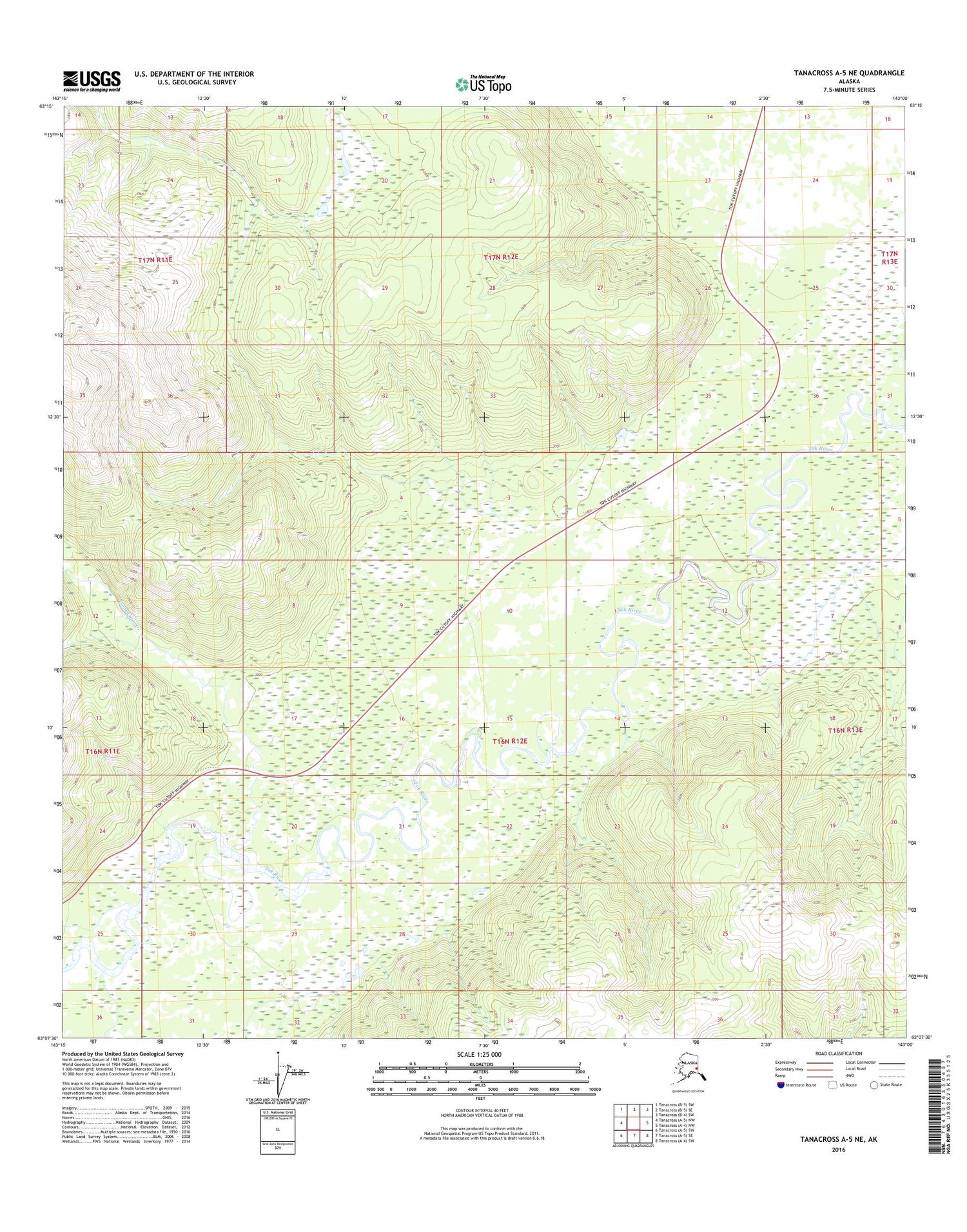 Tanacross A-5 NE Alaska US Topo Map Image