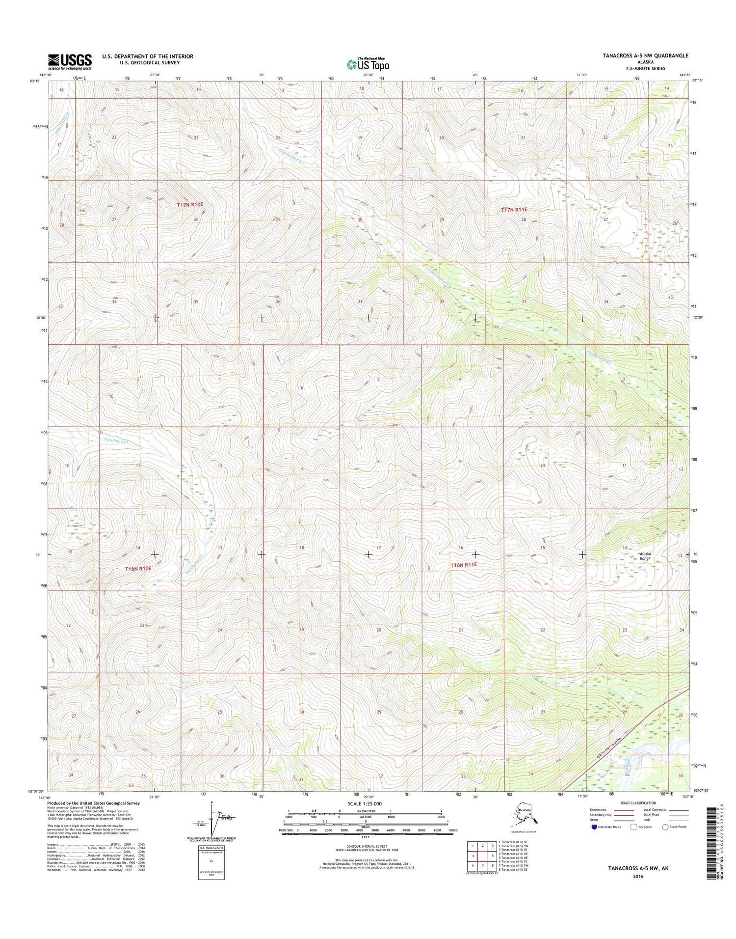 Tanacross A-5 NW Alaska US Topo Map Image