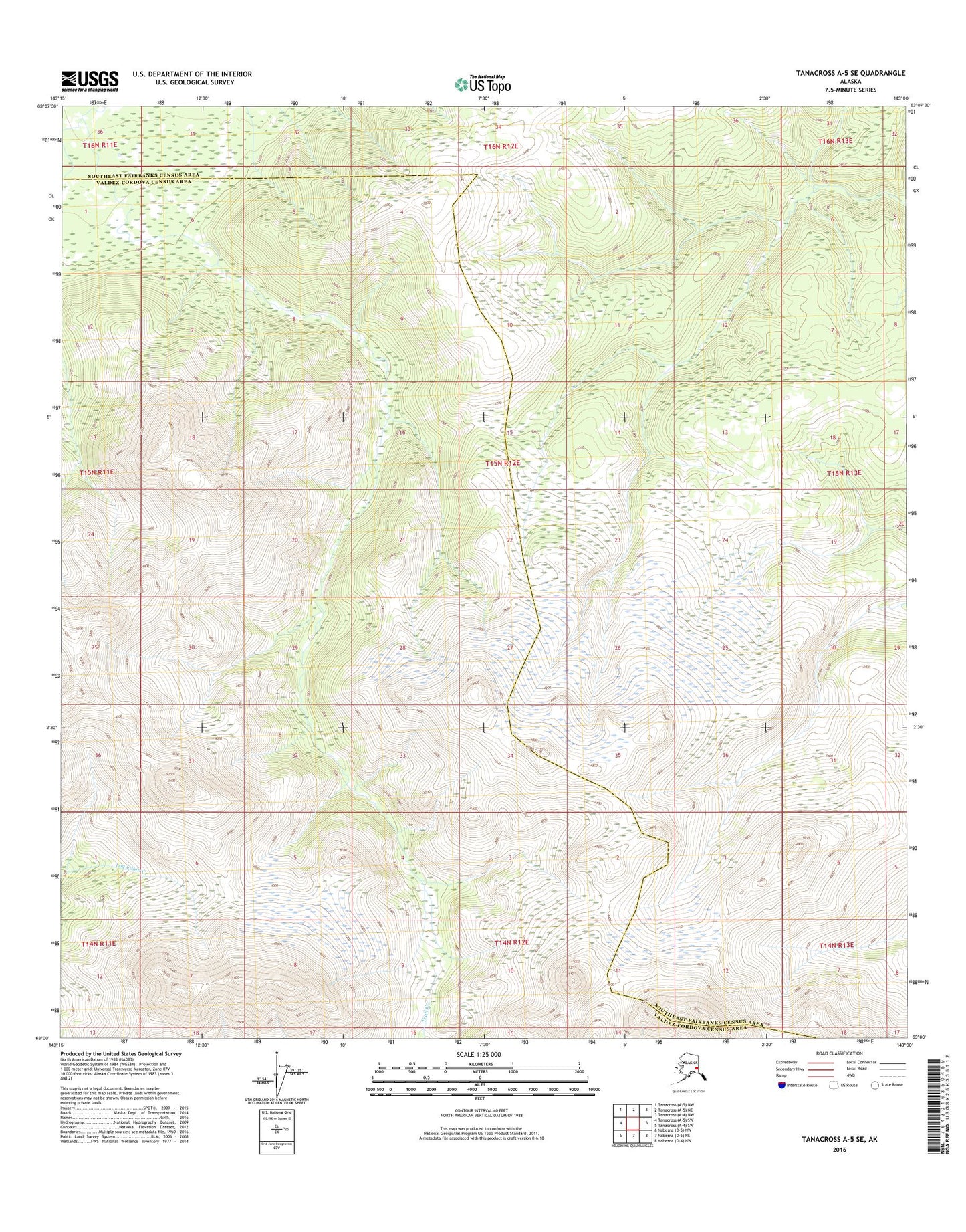 Tanacross A-5 SE Alaska US Topo Map Image