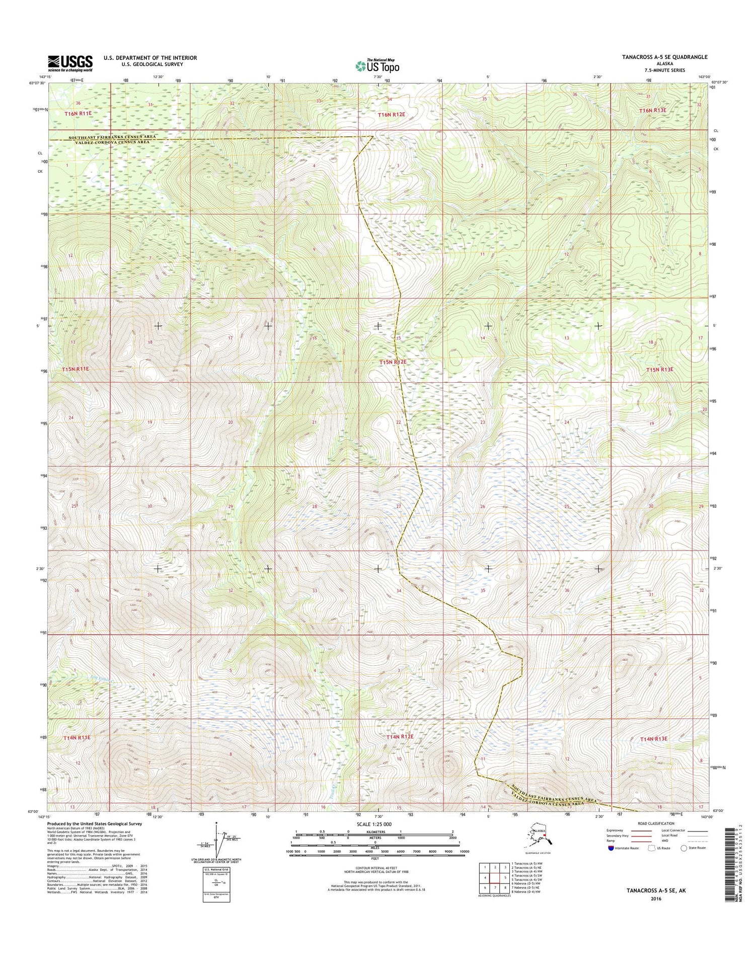 Tanacross A-5 SE Alaska US Topo Map Image