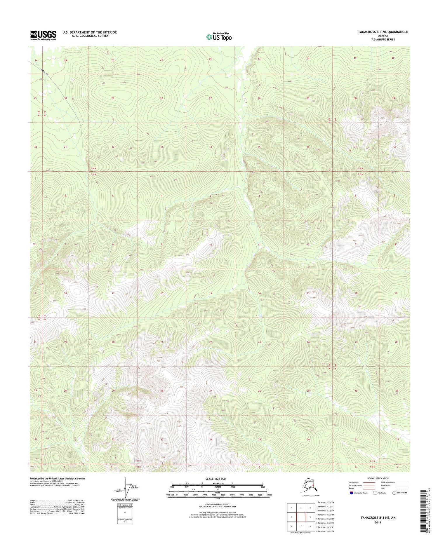 Tanacross B-3 NE Alaska US Topo Map Image