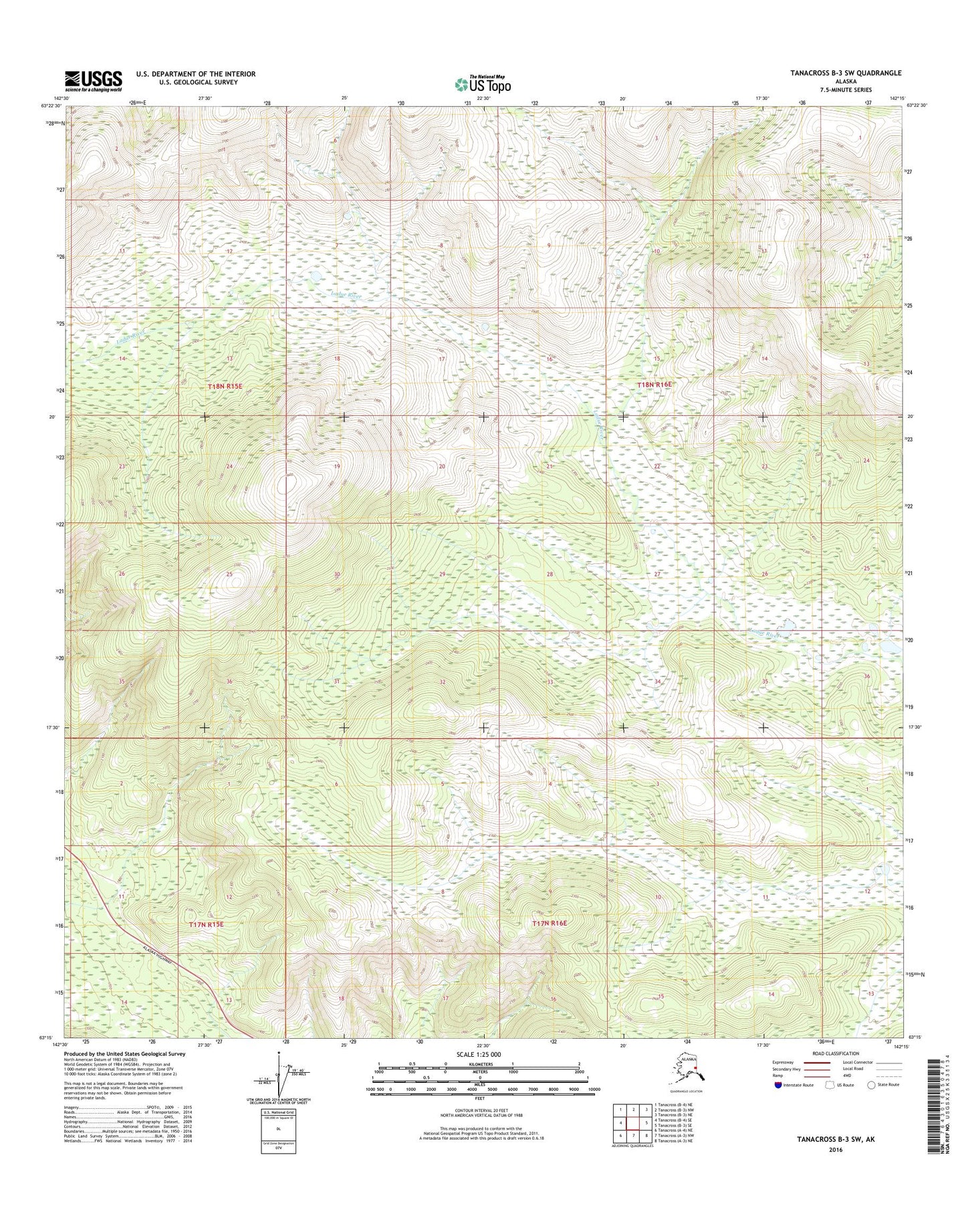 Tanacross B-3 SW Alaska US Topo Map Image