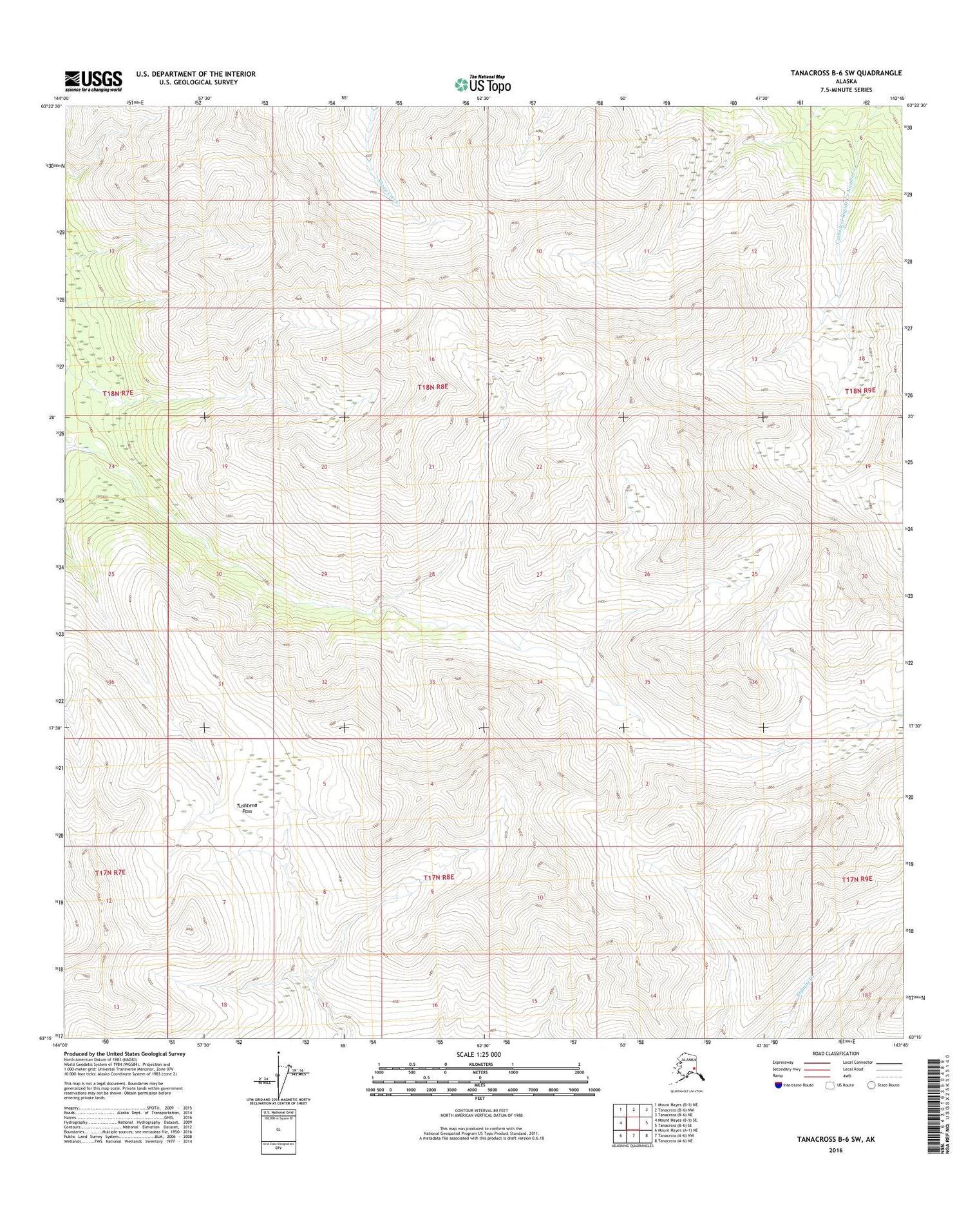 Tanacross B-6 SW Alaska US Topo Map Image
