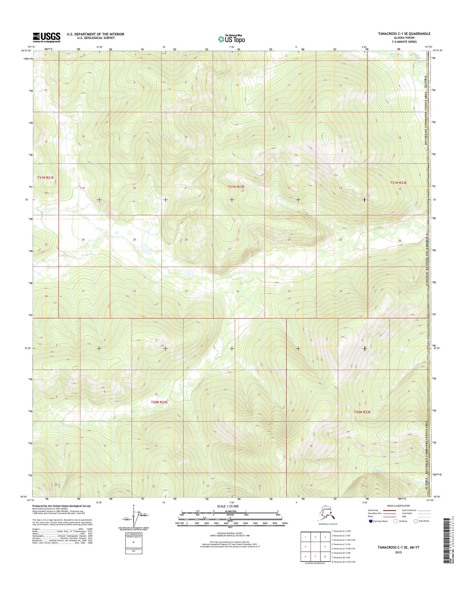Tanacross C-1 SE Alaska US Topo Map Image
