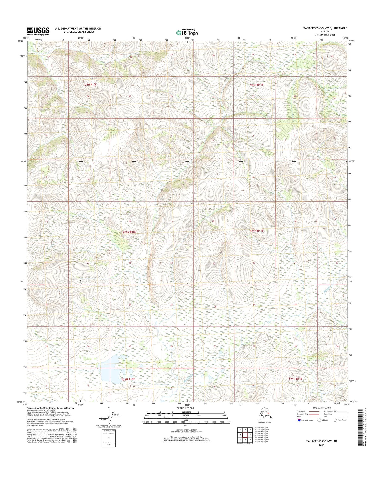 Tanacross C-5 NW Alaska US Topo Map Image