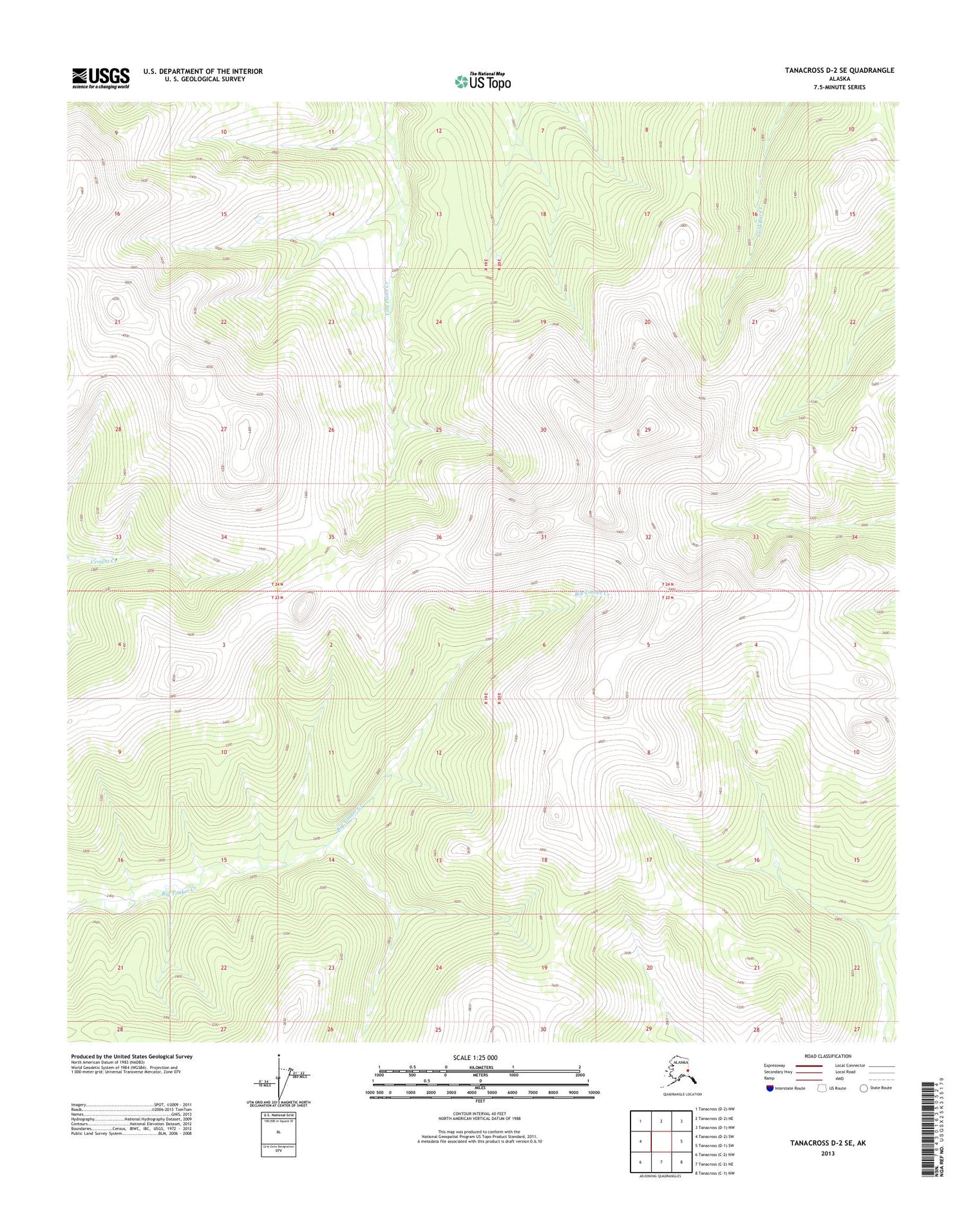 Tanacross D-2 SE Alaska US Topo Map Image
