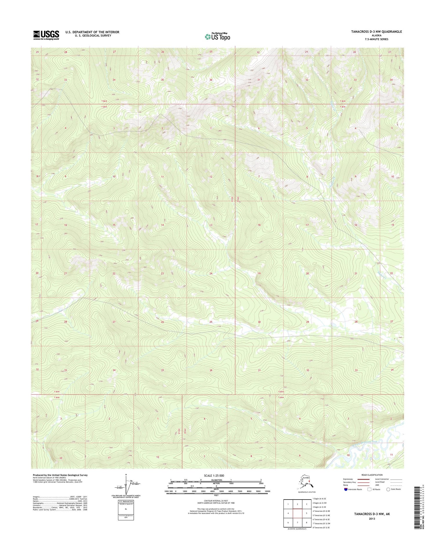 Tanacross D-3 NW Alaska US Topo Map Image