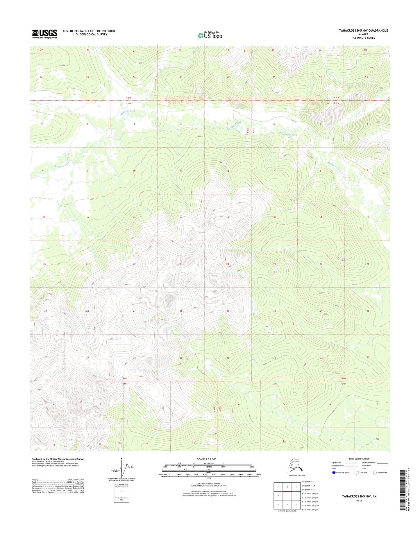 Tanacross D-5 NW Alaska US Topo Map Image