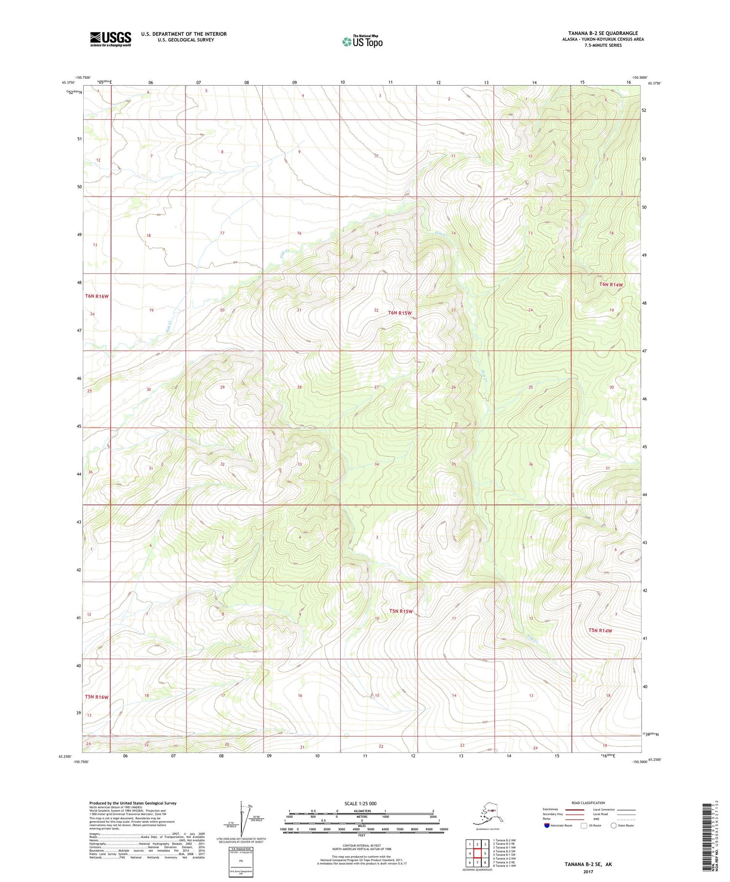 Tanana B-2 SE Alaska US Topo Map Image