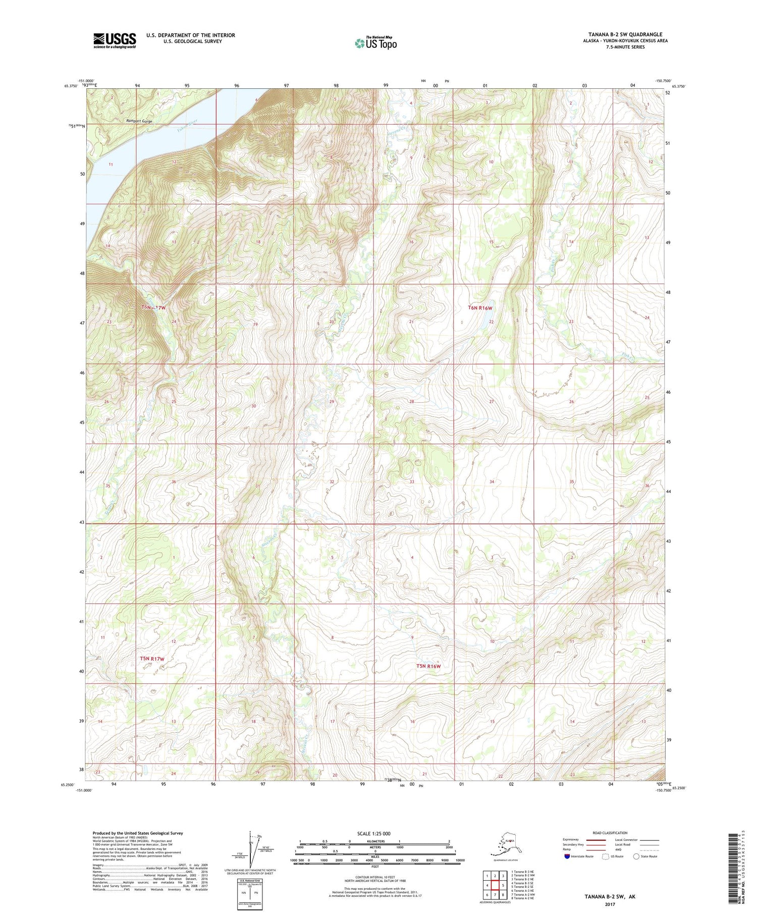 Tanana B-2 SW Alaska US Topo Map Image