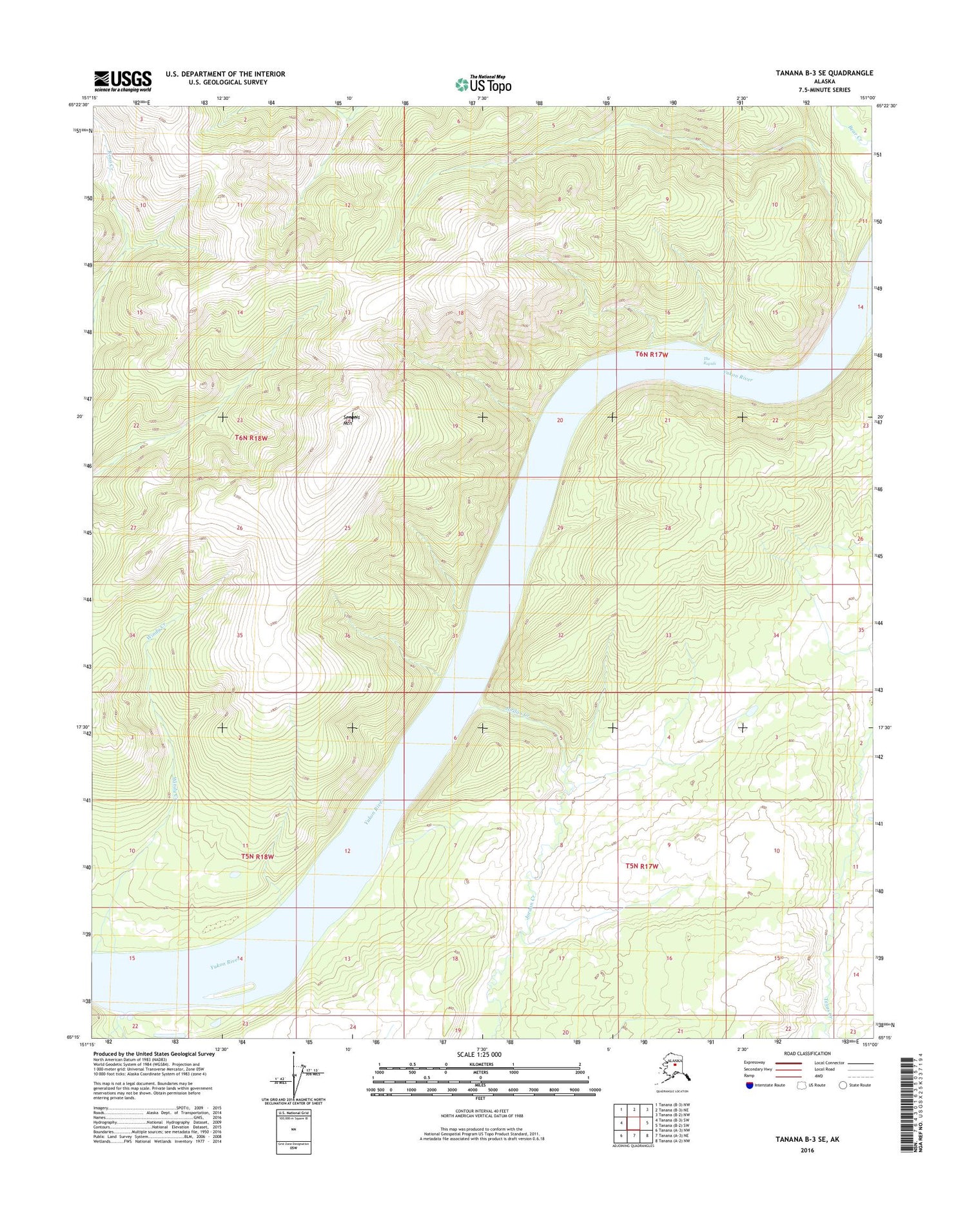Tanana B-3 SE Alaska US Topo Map Image