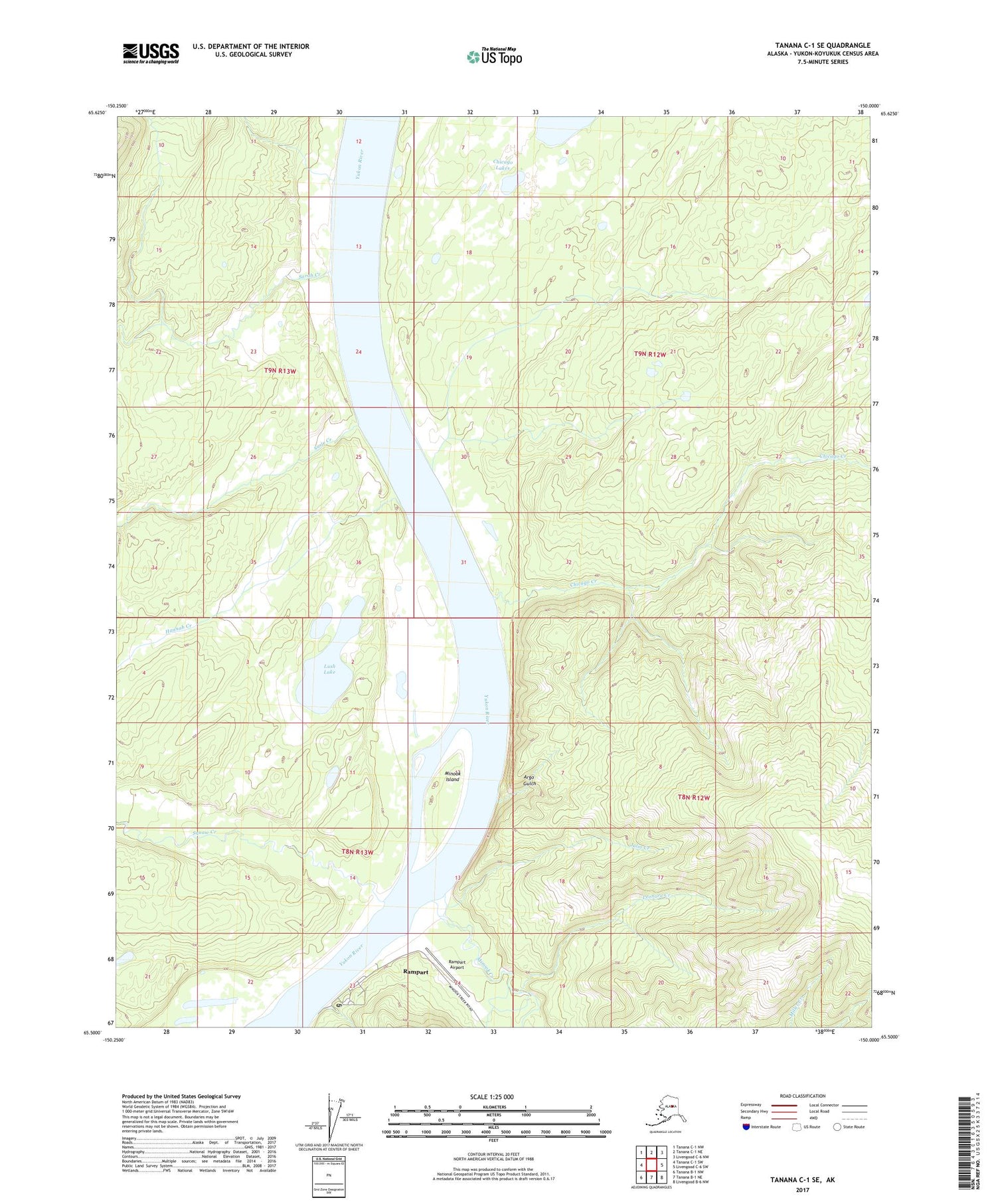Tanana C-1 SE Alaska US Topo Map Image