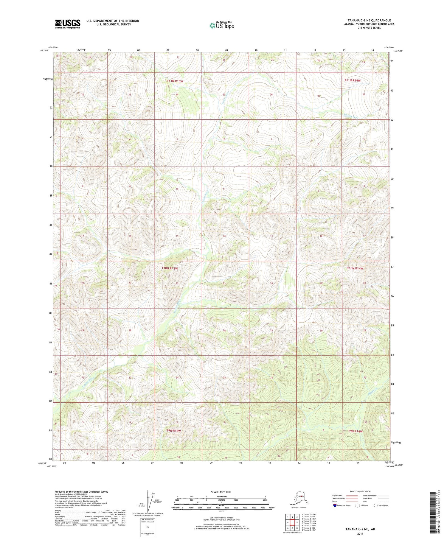 Tanana C-2 NE Alaska US Topo Map Image