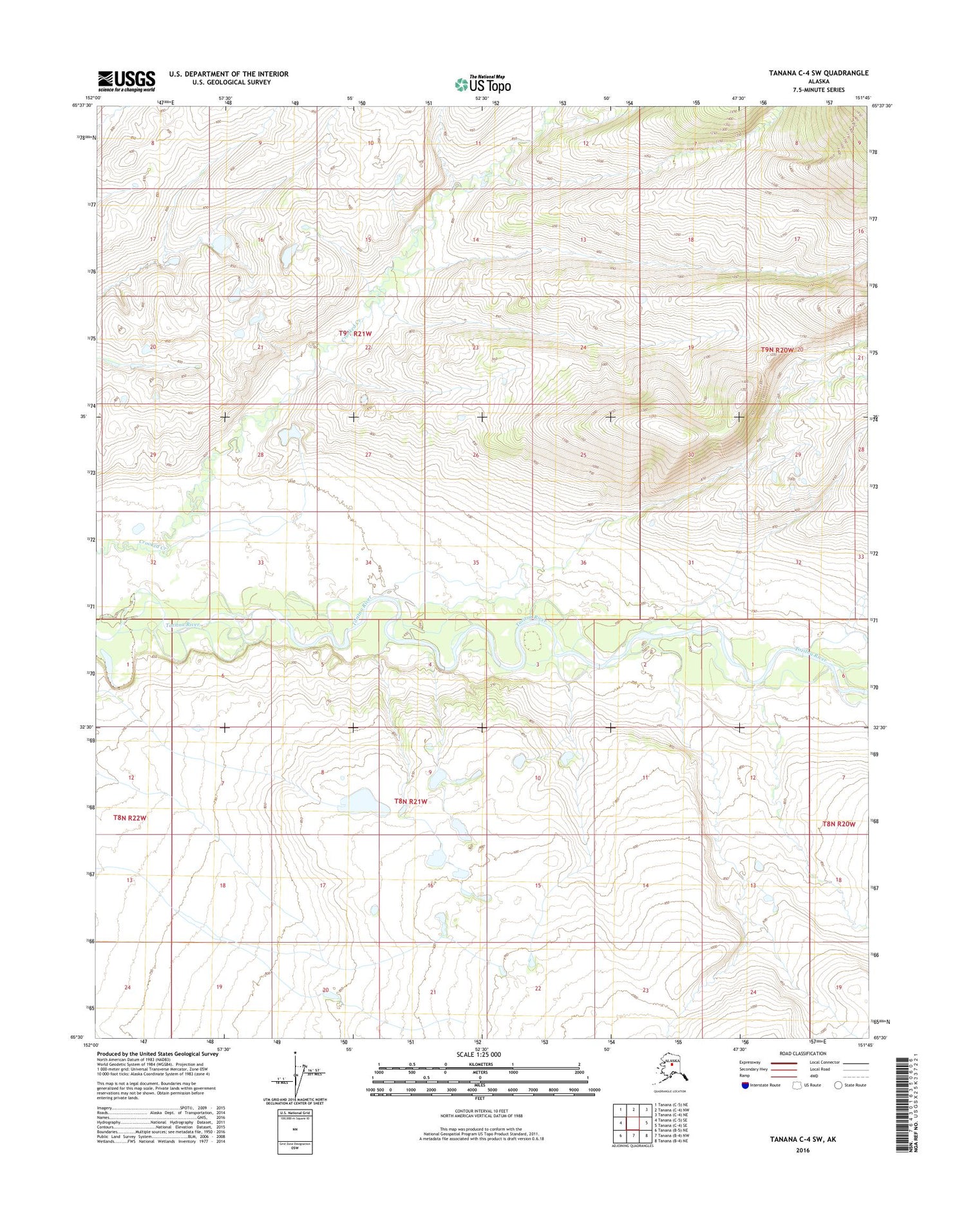 Tanana C-4 SW Alaska US Topo Map Image