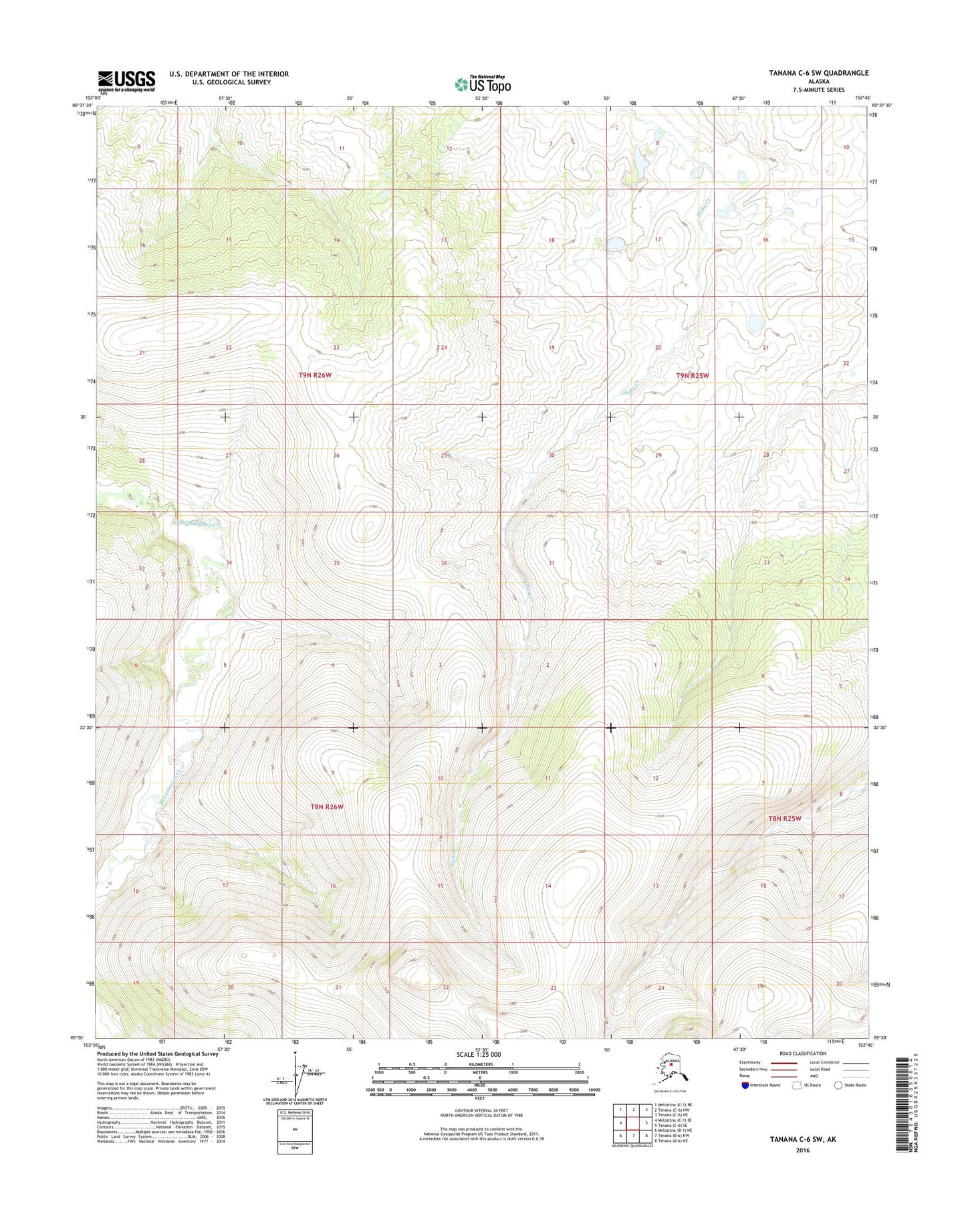 Tanana C-6 SW Alaska US Topo Map Image