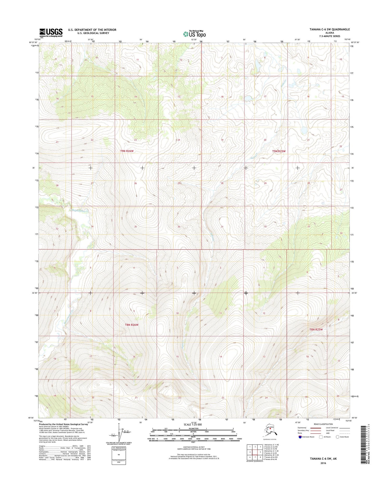 Tanana C-6 SW Alaska US Topo Map Image