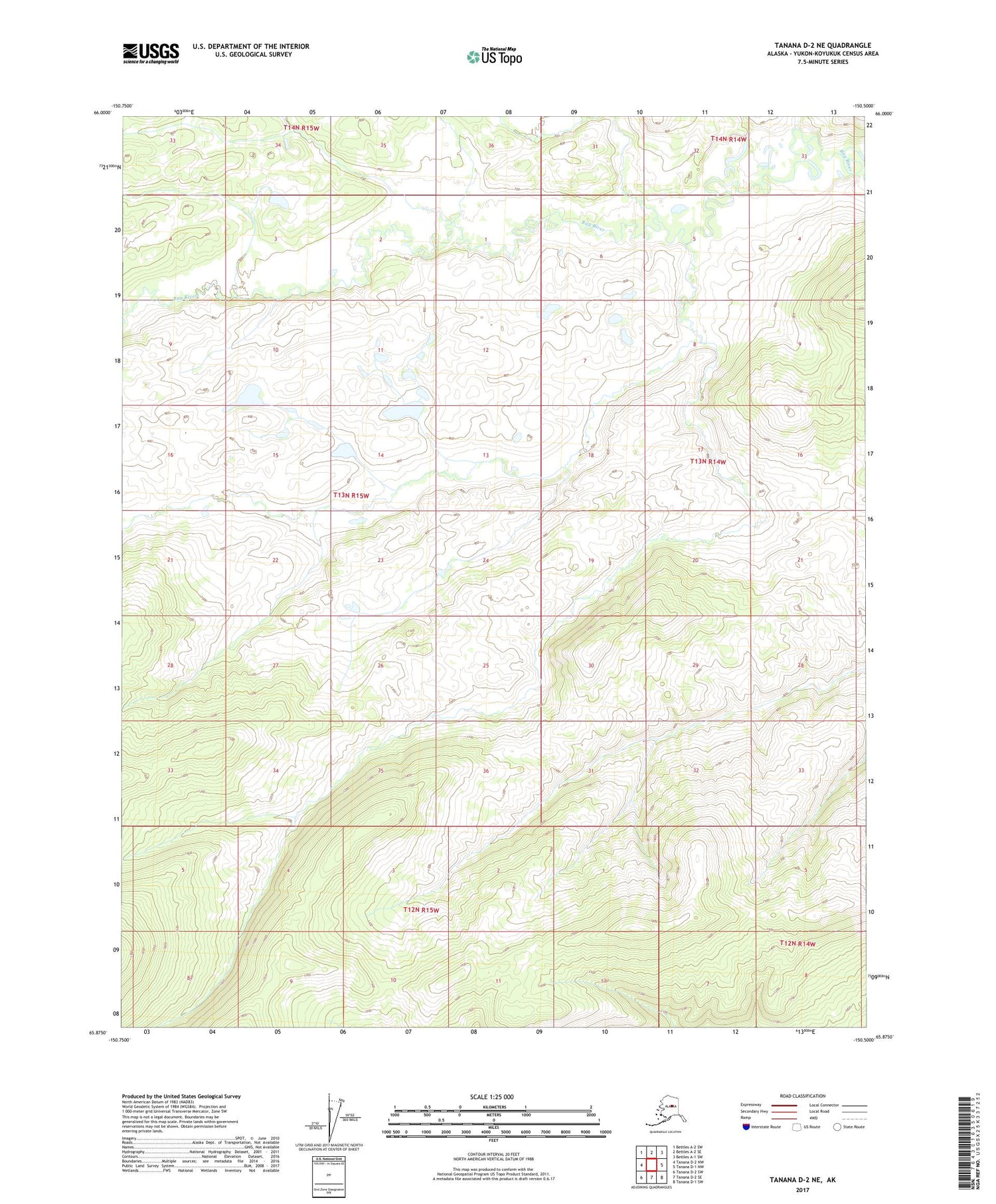 Tanana D-2 NE Alaska US Topo Map Image