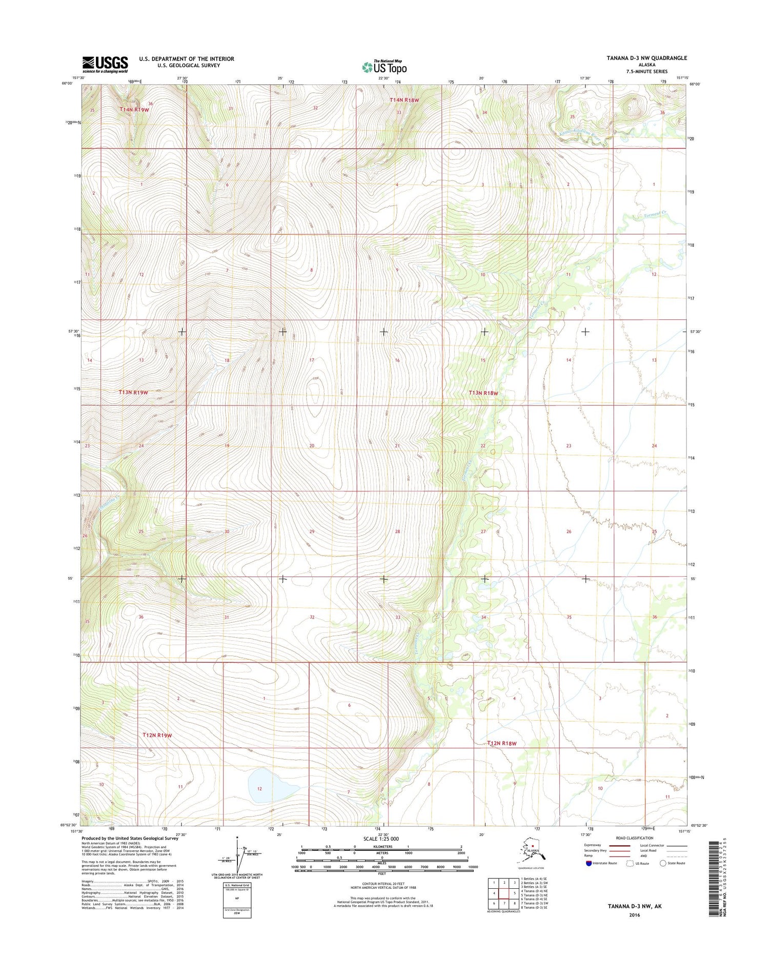 Tanana D-3 NW Alaska US Topo Map Image