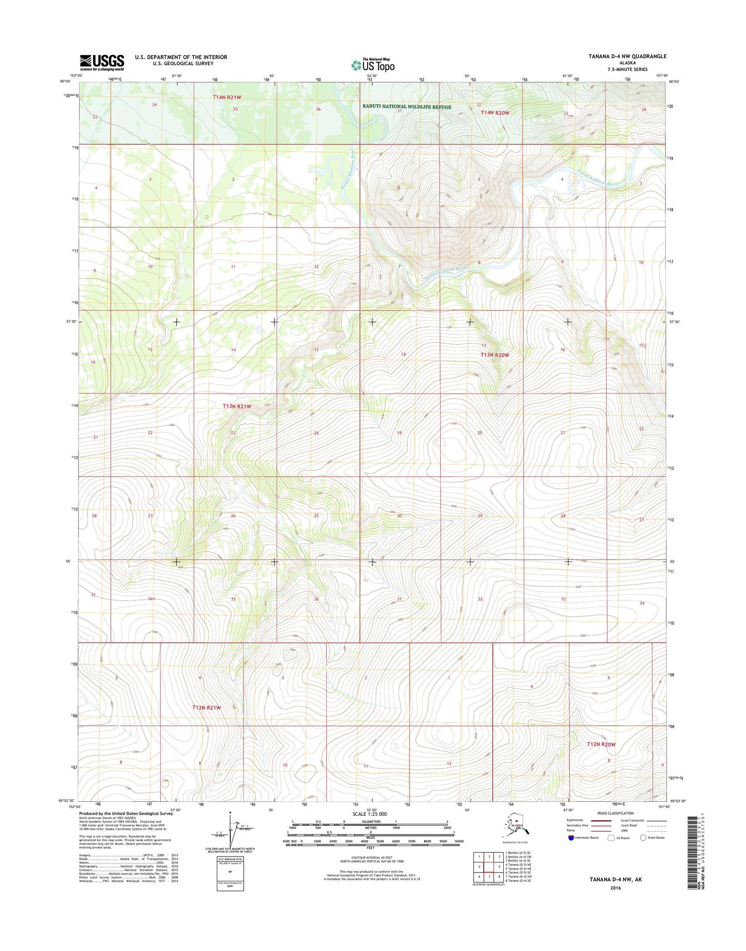 Tanana D-4 NW Alaska US Topo Map Image