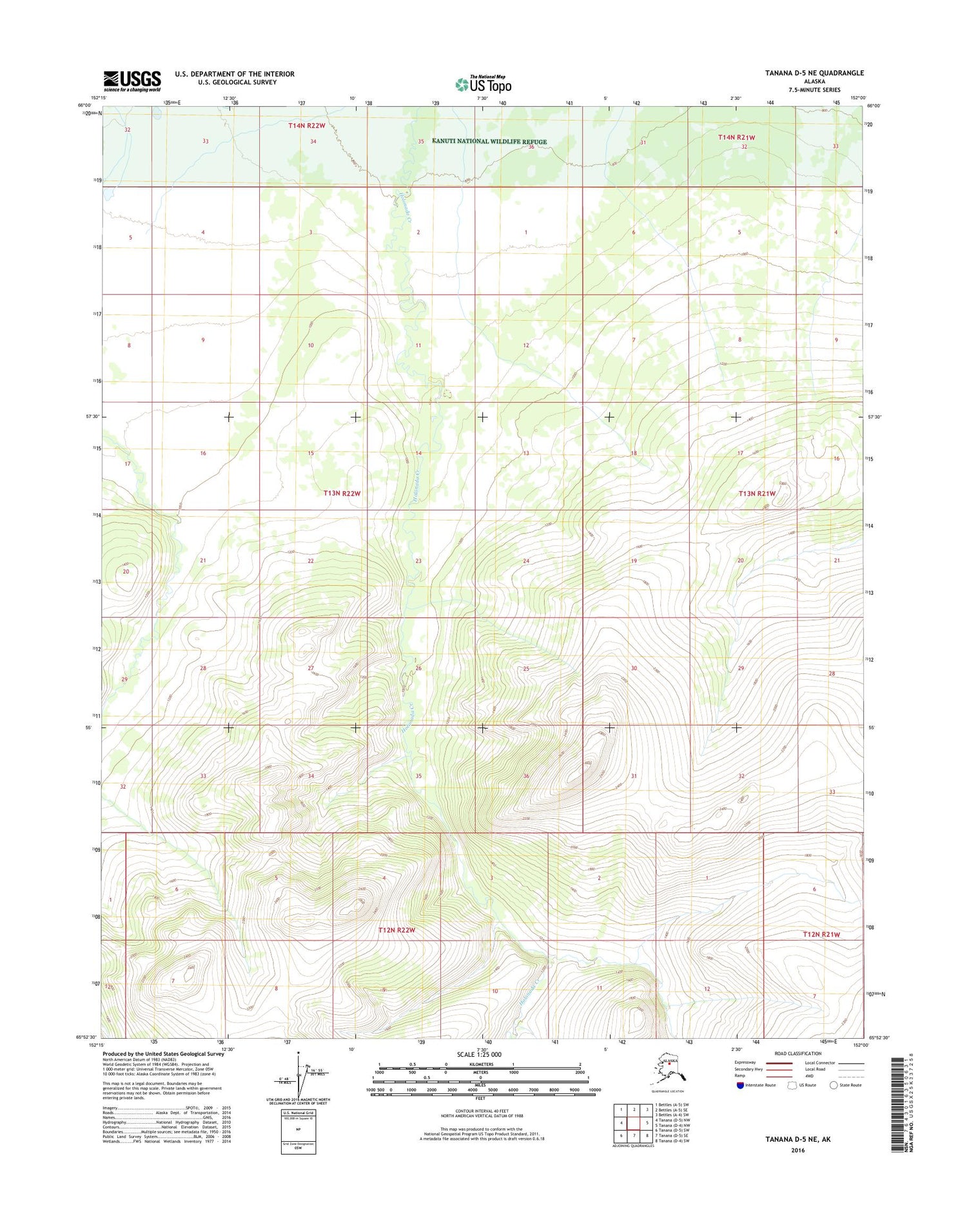 Tanana D-5 NE Alaska US Topo Map Image