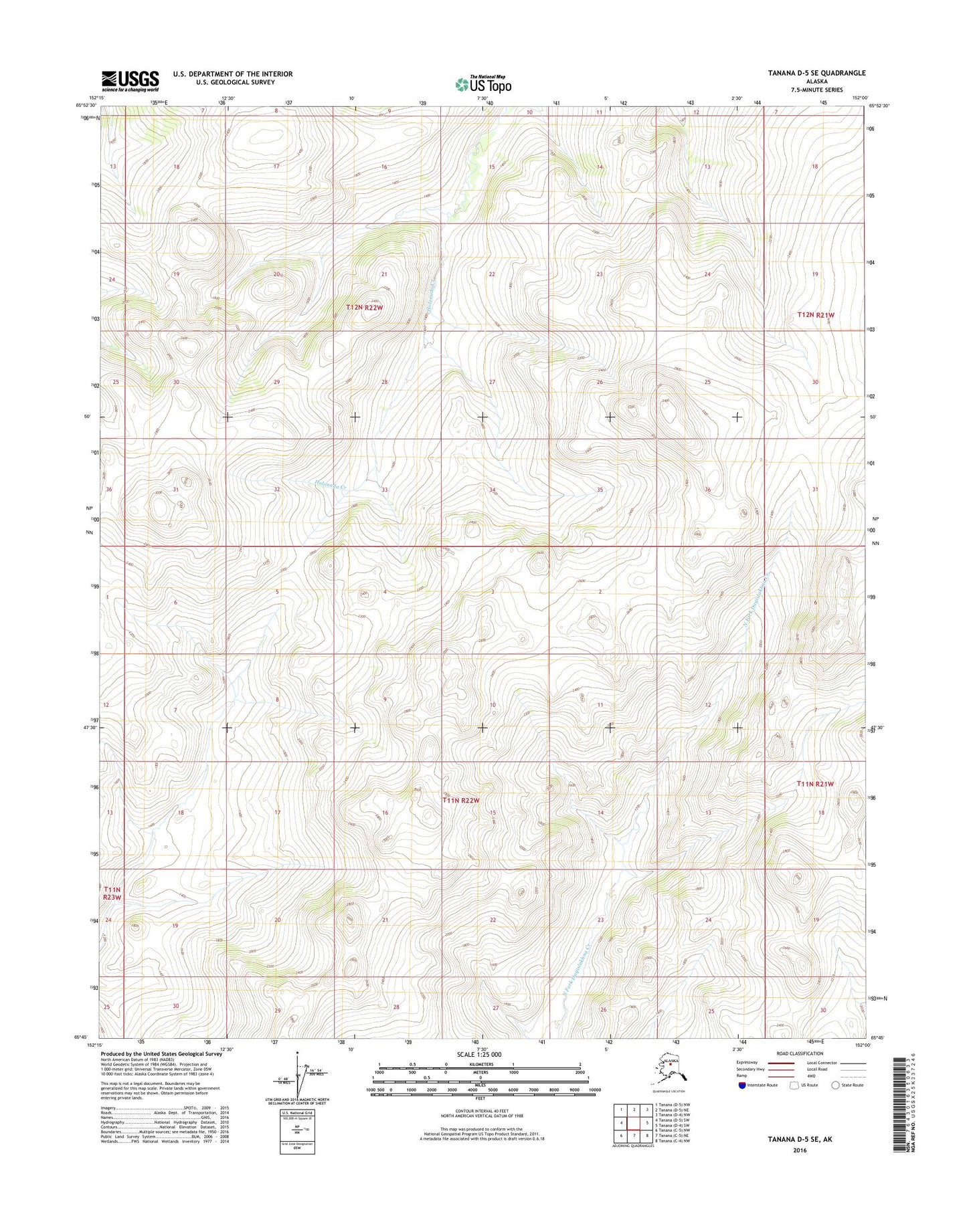 Tanana D-5 SE Alaska US Topo Map Image