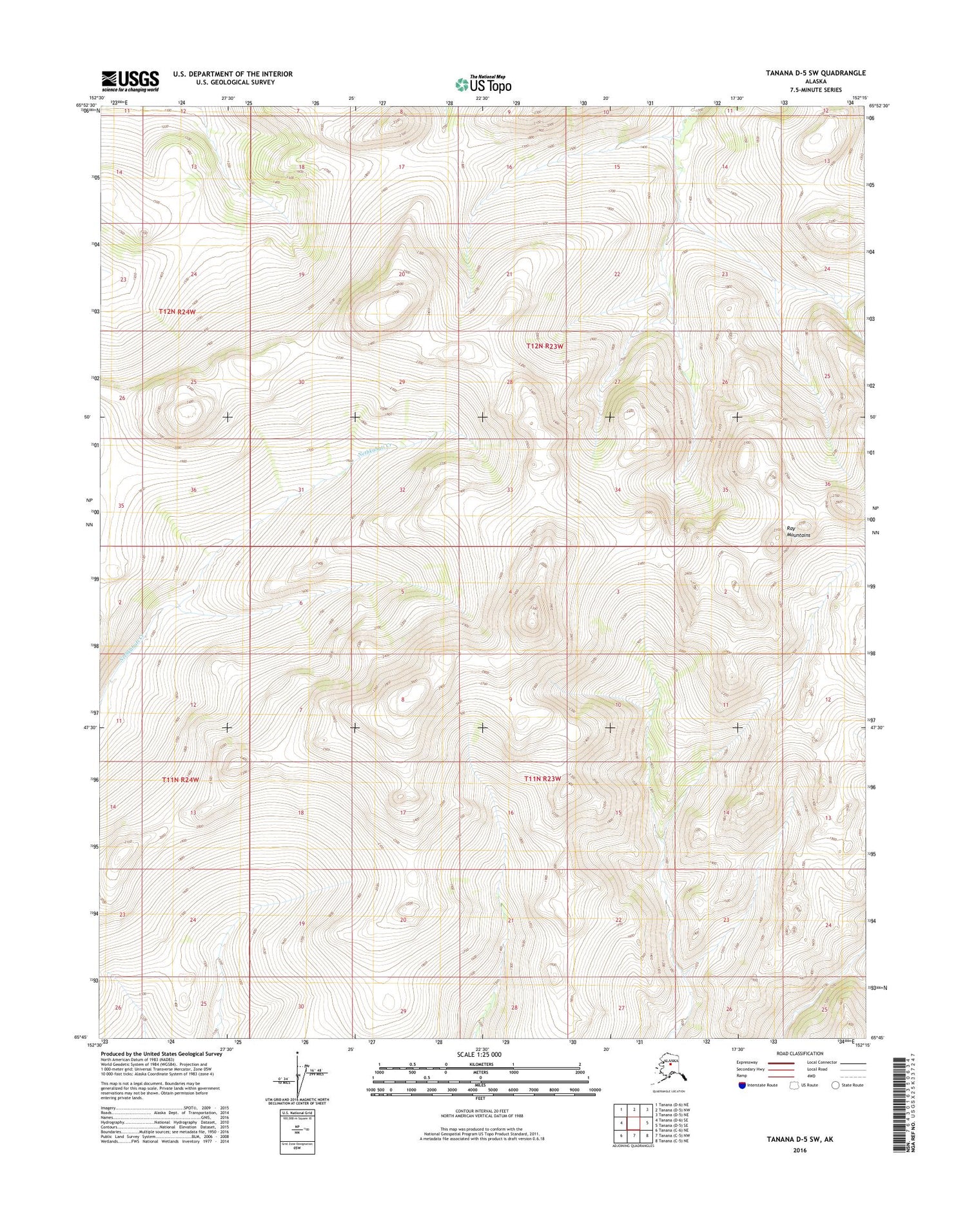 Tanana D-5 SW Alaska US Topo Map Image