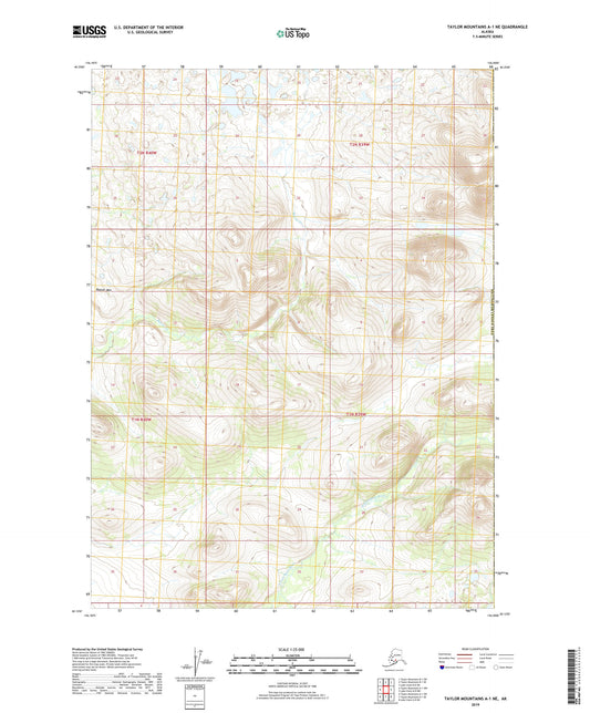 Taylor Mountains A-1 NE Alaska US Topo Map Image