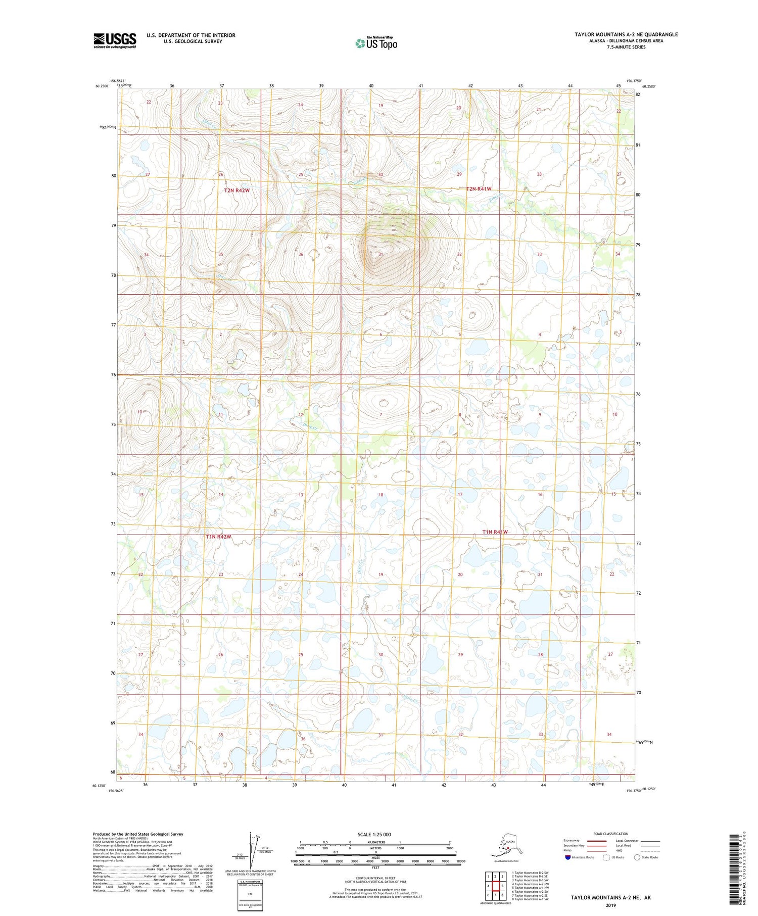 Taylor Mountains A-2 NE Alaska US Topo Map Image