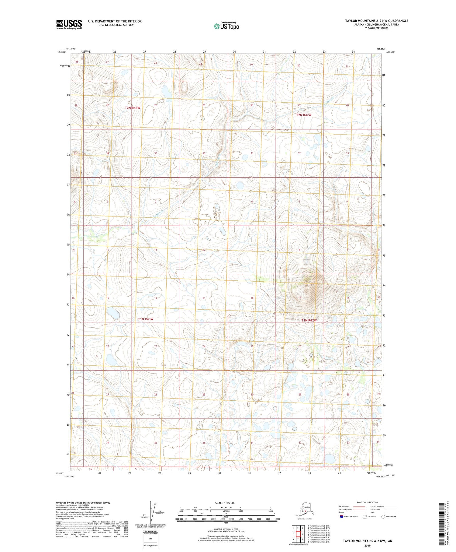 Taylor Mountains A-2 NW Alaska US Topo Map Image