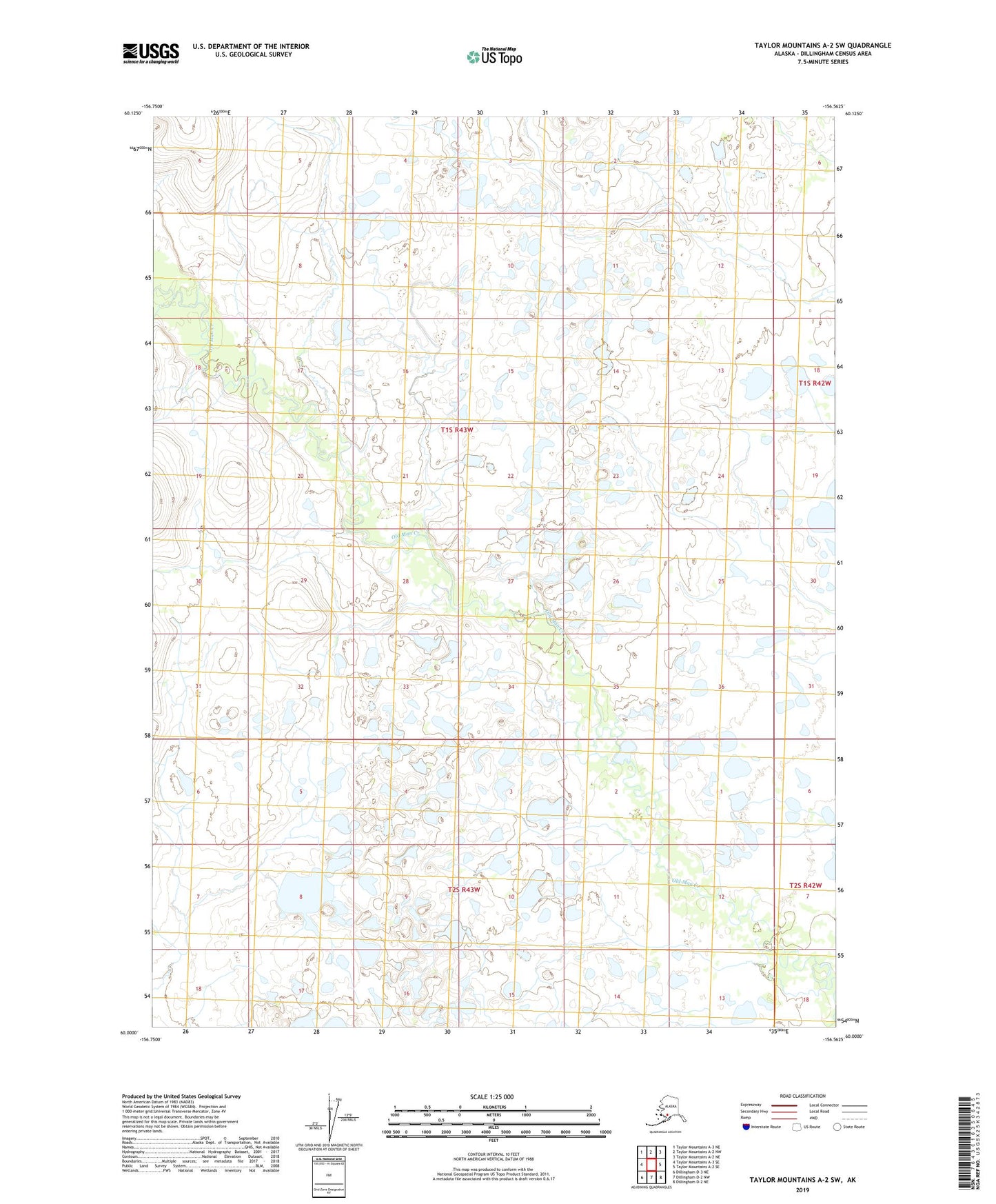 Taylor Mountains A-2 SW Alaska US Topo Map Image