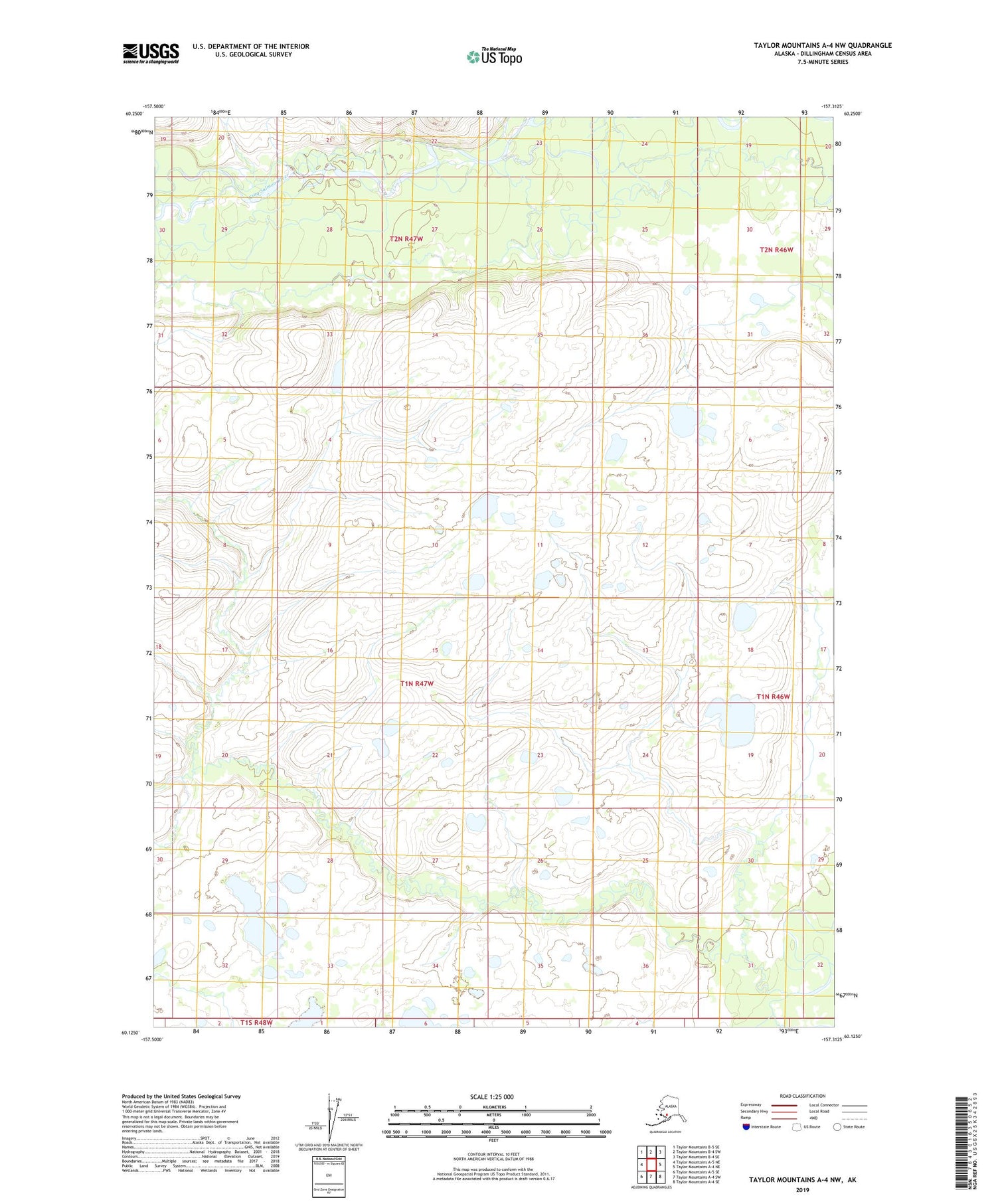 Taylor Mountains A-4 NW Alaska US Topo Map Image