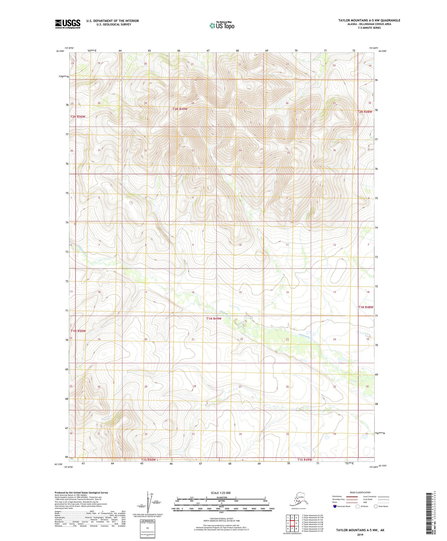 Taylor Mountains A-5 NW Alaska US Topo Map Image