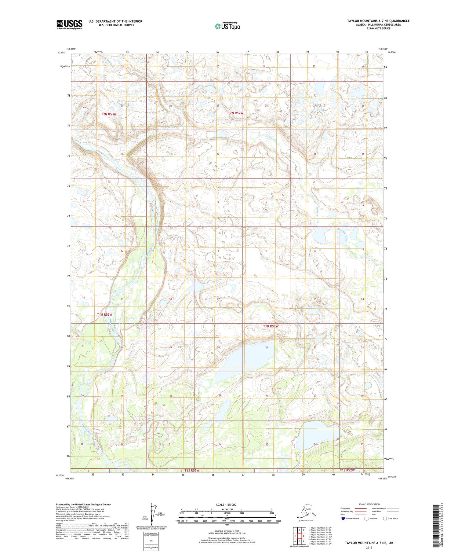 Taylor Mountains A-7 NE Alaska US Topo Map Image