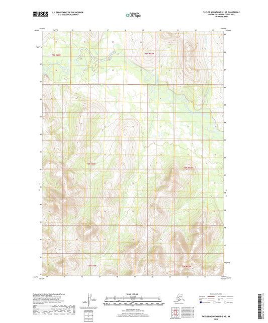 Taylor Mountains B-3 NE Alaska US Topo Map Image