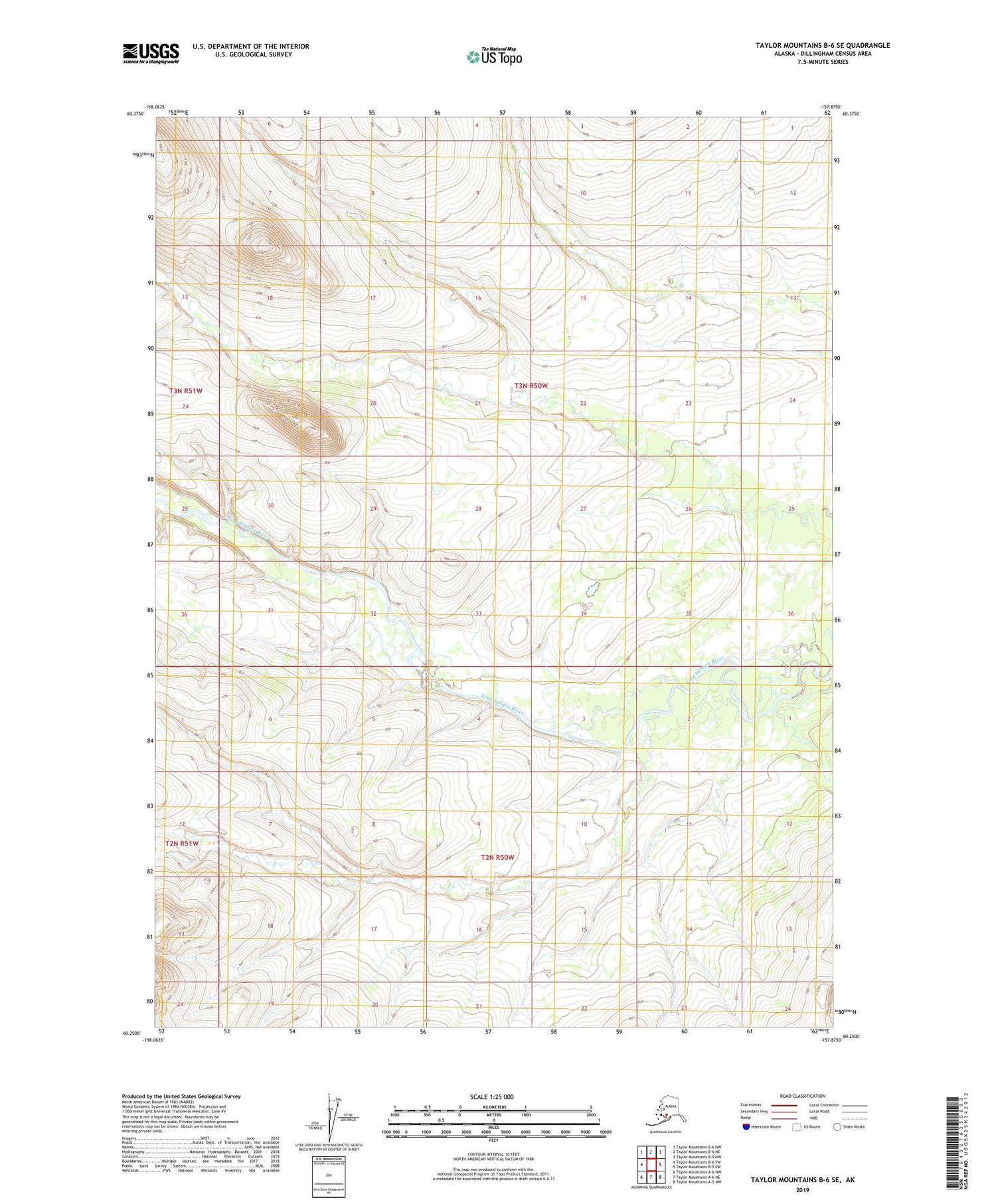 Taylor Mountains B-6 SE Alaska US Topo Map Image