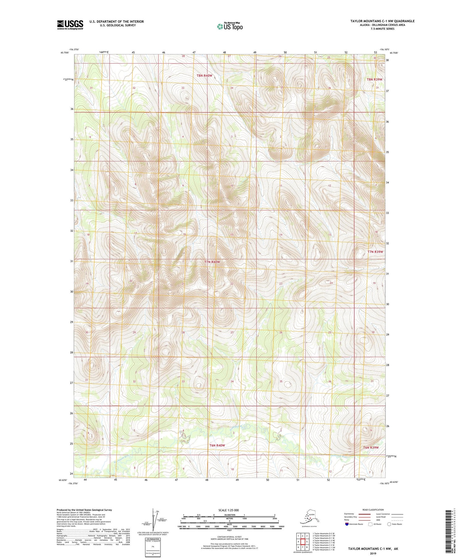 Taylor Mountains C-1 NW Alaska US Topo Map Image