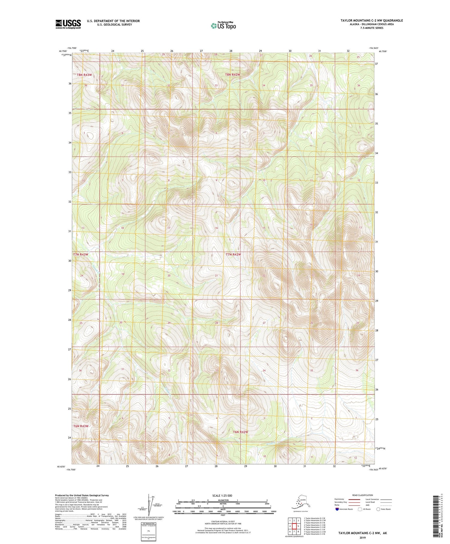 Taylor Mountains C-2 NW Alaska US Topo Map Image