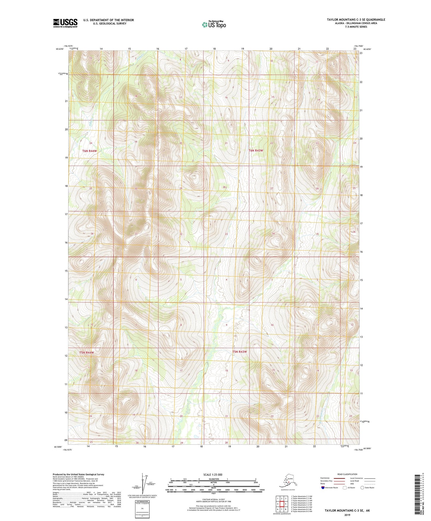 Taylor Mountains C-3 SE Alaska US Topo Map Image