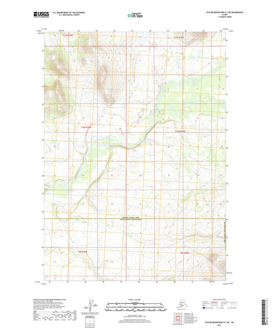 Taylor Mountains D-1 NE Alaska US Topo Map Image