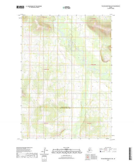 Taylor Mountains D-2 NE Alaska US Topo Map Image