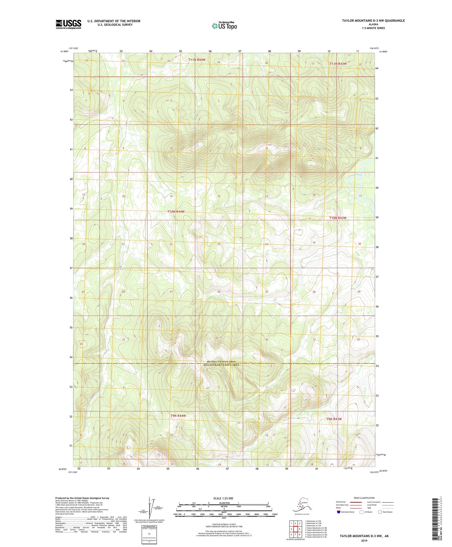 Taylor Mountains D-3 NW Alaska US Topo Map Image