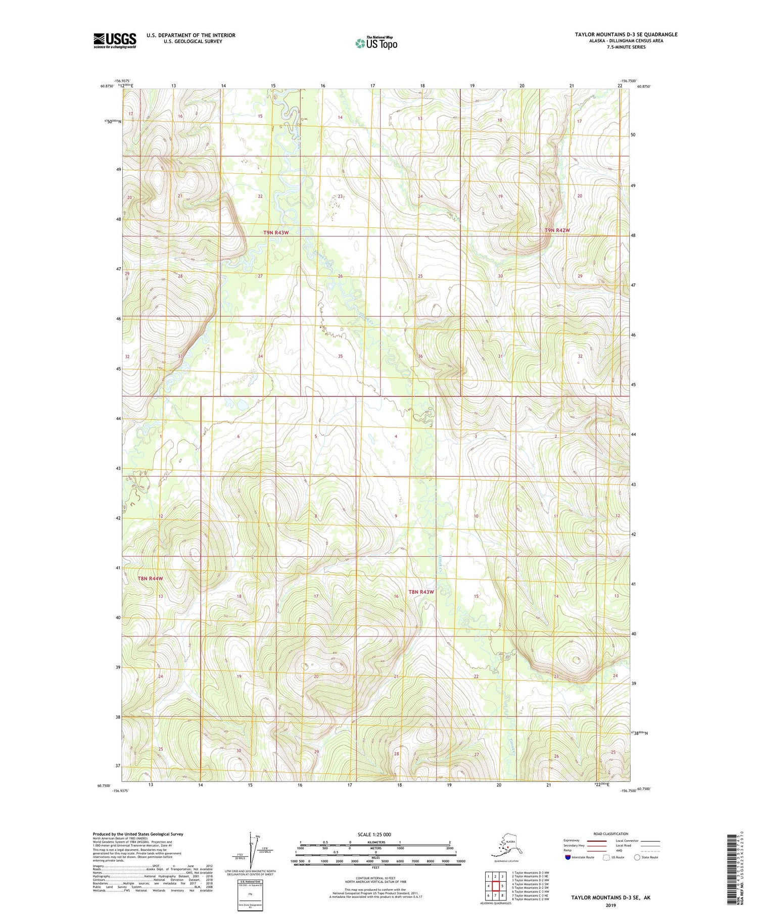 Taylor Mountains D-3 SE Alaska US Topo Map Image