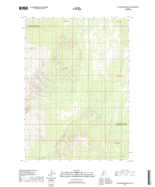 Taylor Mountains D-4 NE Alaska US Topo Map Image