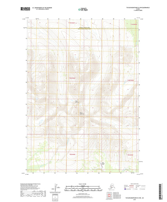 Taylor Mountains D-4 NW Alaska US Topo Map Image