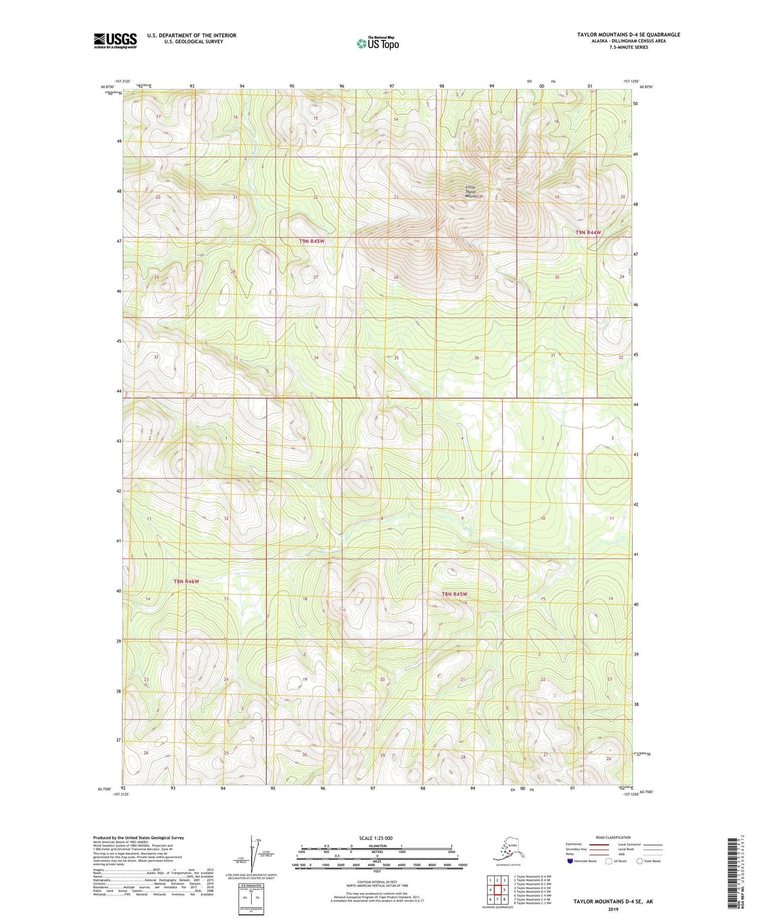 Taylor Mountains D-4 SE Alaska US Topo Map Image