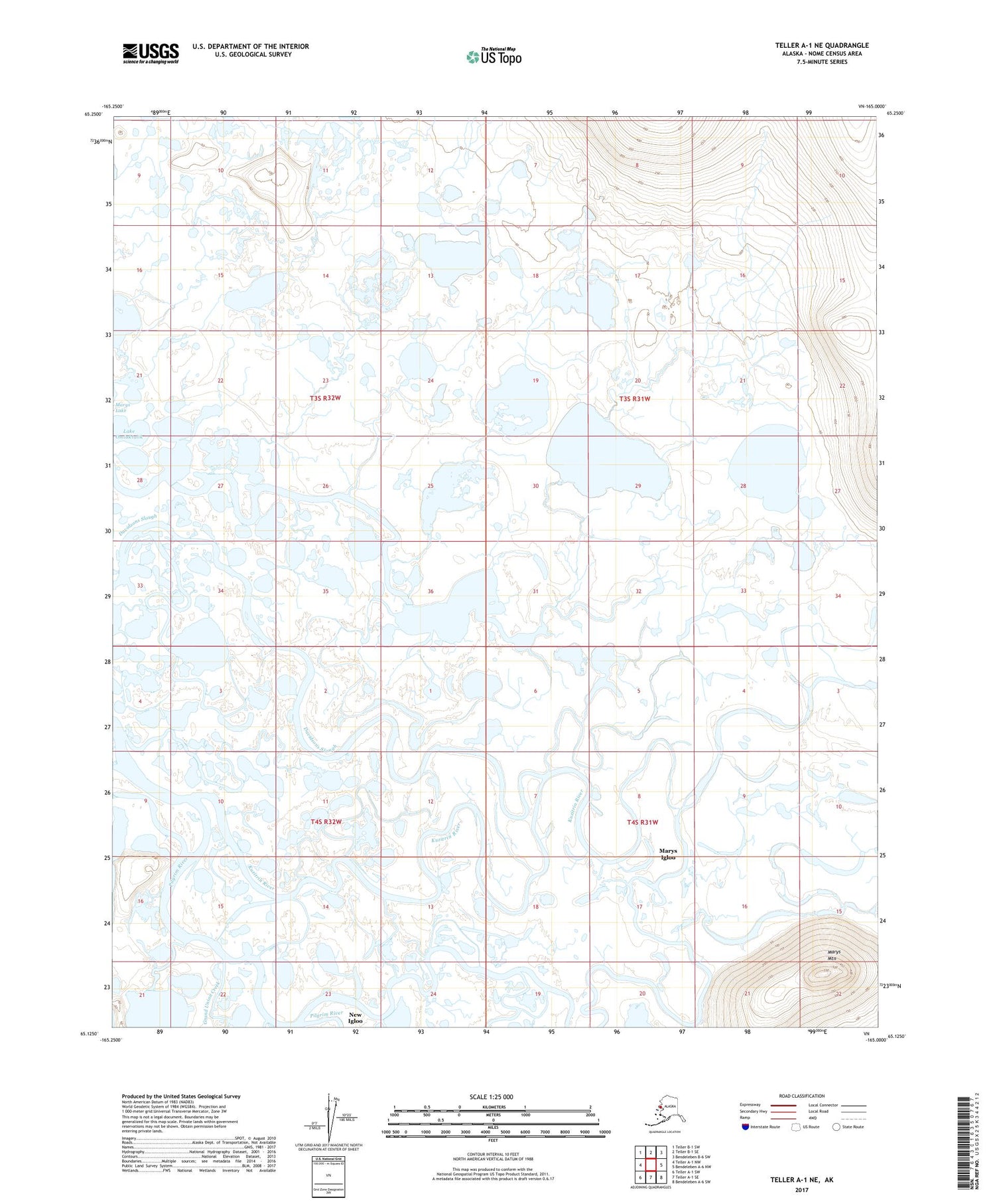 Teller A-1 NE Alaska US Topo Map Image