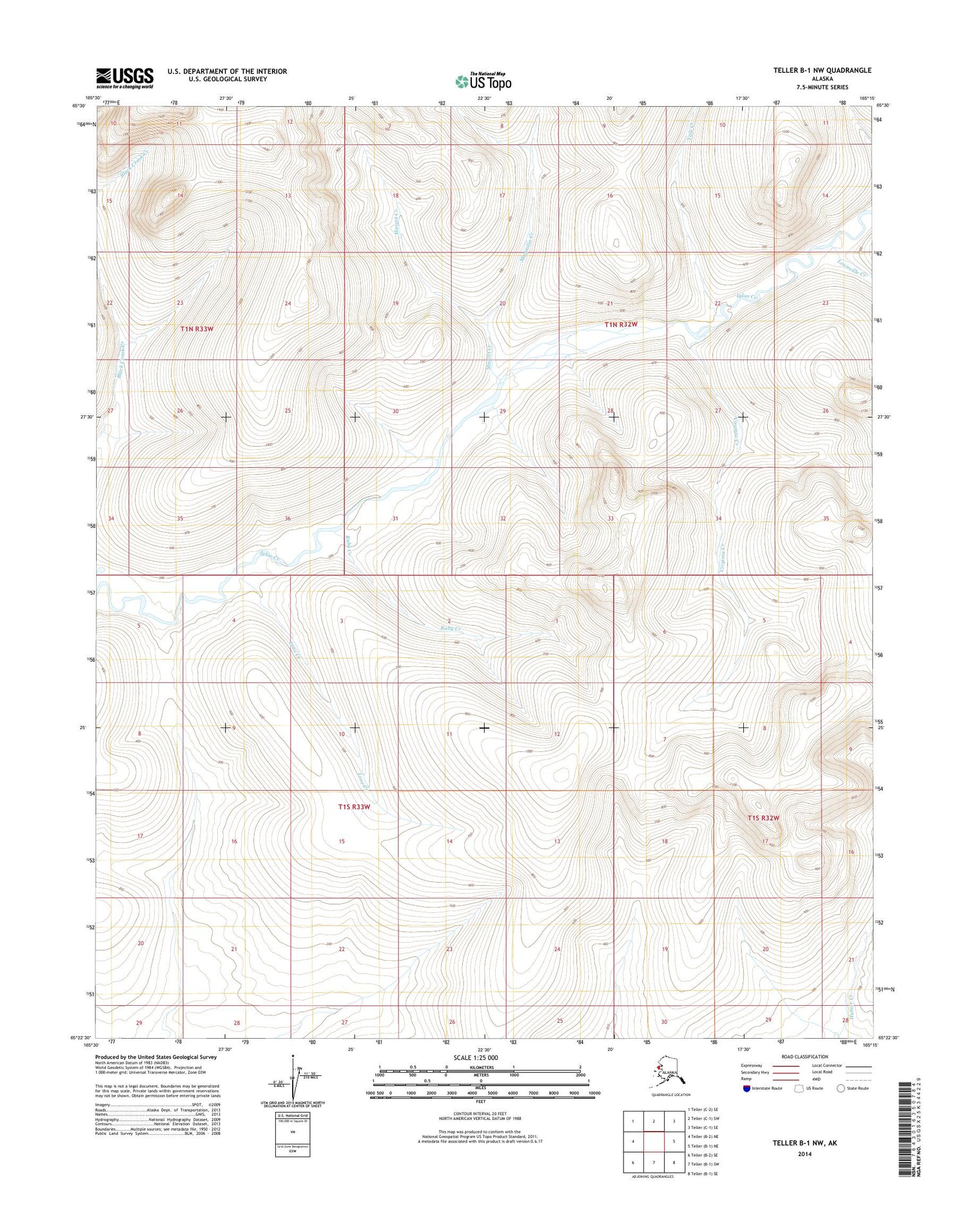 Teller B-1 NW Alaska US Topo Map Image